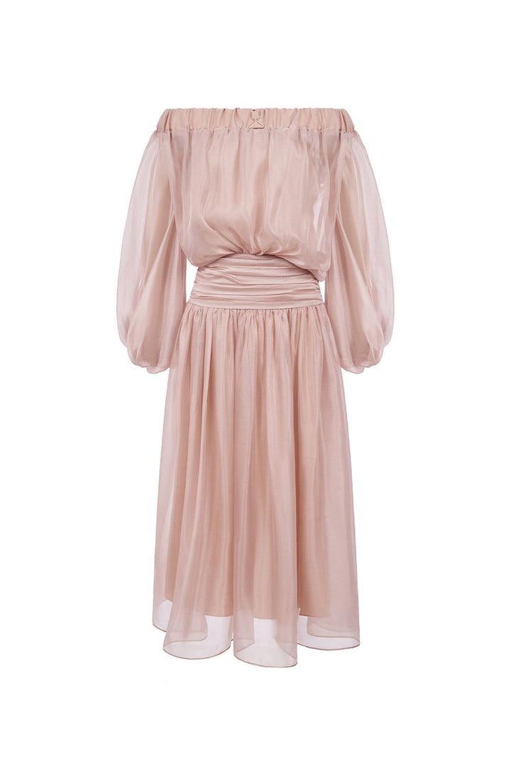 Lucent Blouson Off-Shoulder Silk Organza Maxi Dress - MEAN BLVD