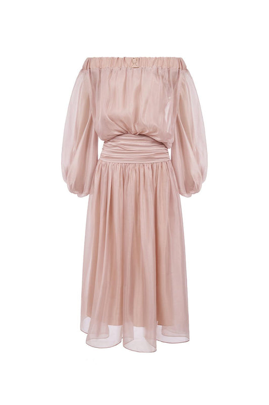 Lucent Blouson Off-Shoulder Silk Organza Maxi Dress - MEAN BLVD