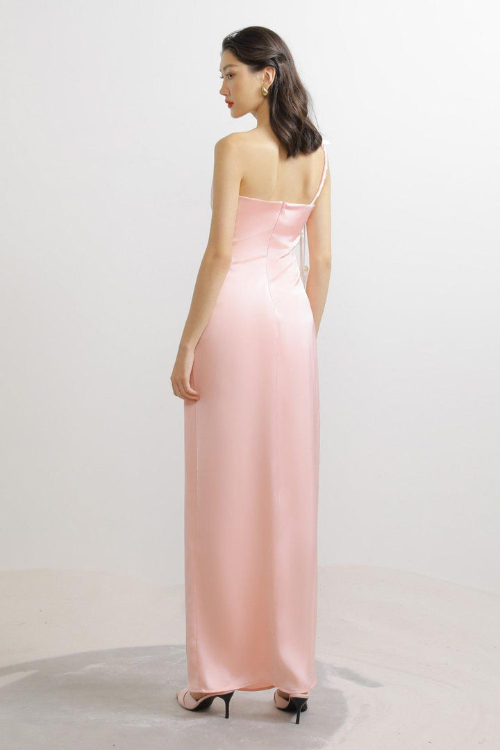 Lucero Sheath One Shoulder Silk Floor Length Dress - MEAN BLVD