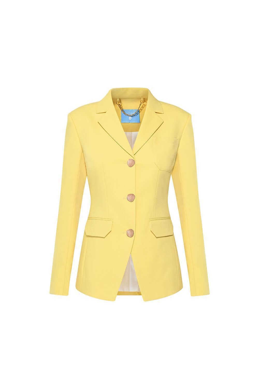 Lucia Straight Long Sleeved Cotton Blend Blazer - MEAN BLVD