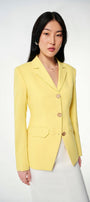Lucia Straight Long Sleeved Cotton Blend Blazer - MEAN BLVD