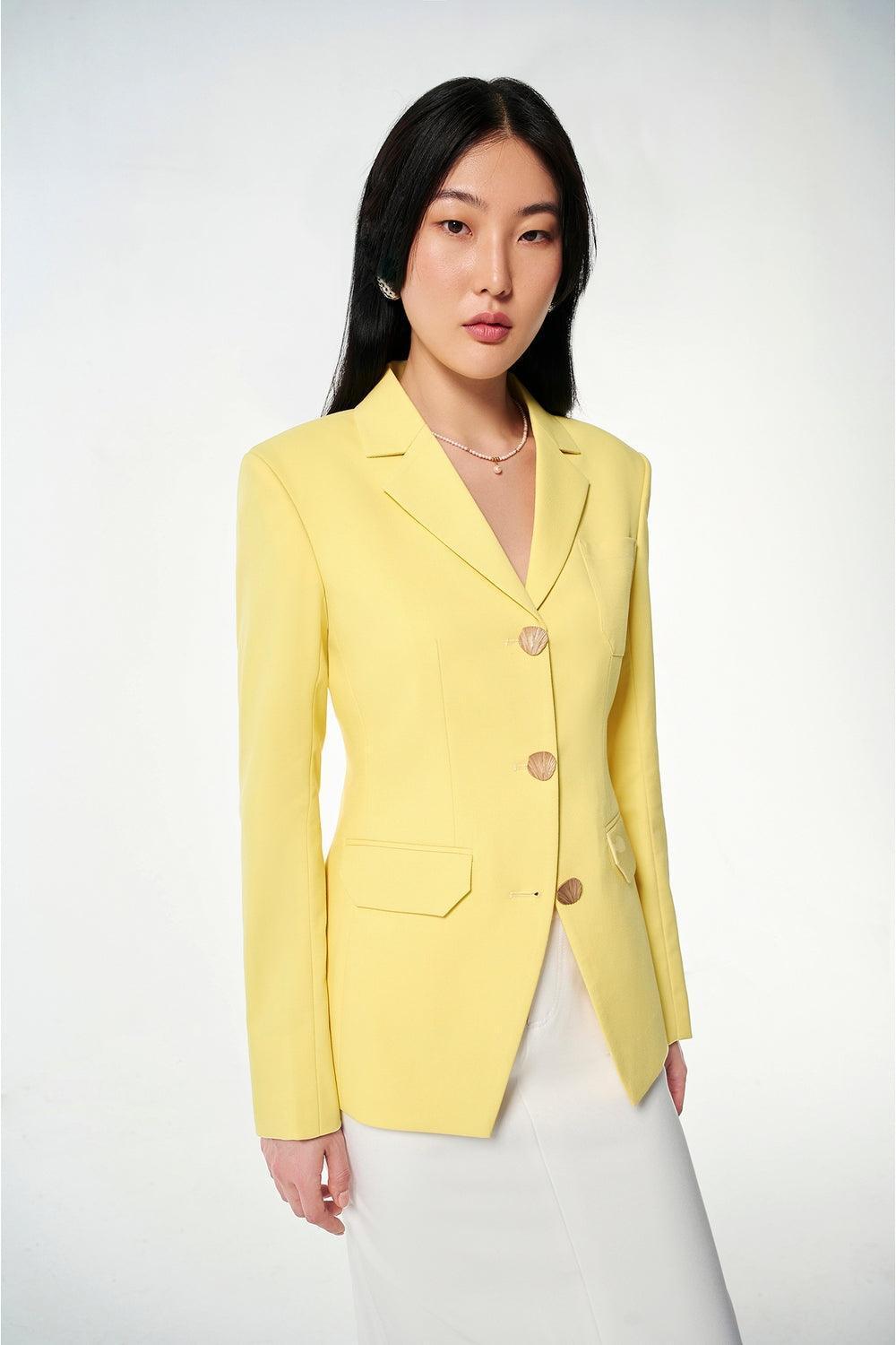 Lucia Straight Long Sleeved Cotton Blend Blazer - MEAN BLVD
