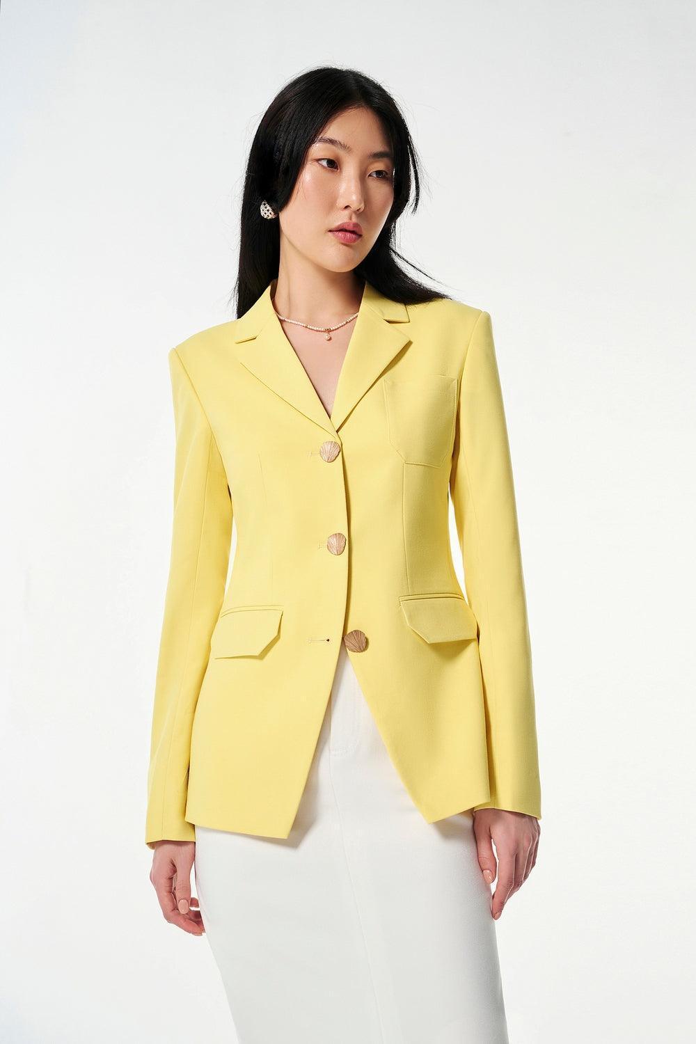 Lucia Straight Long Sleeved Cotton Blend Blazer - MEAN BLVD