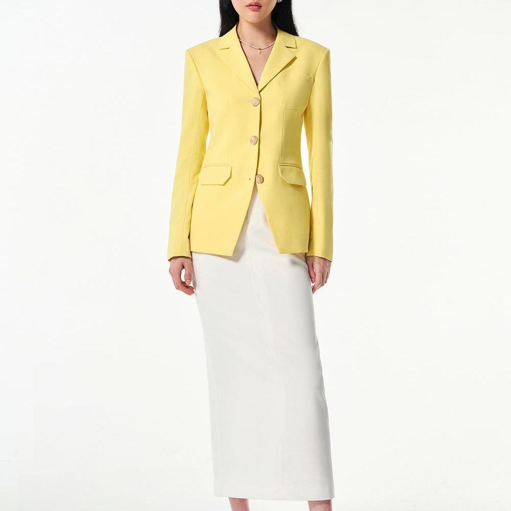 Lucia Straight Long Sleeved Cotton Blend Blazer - MEAN BLVD
