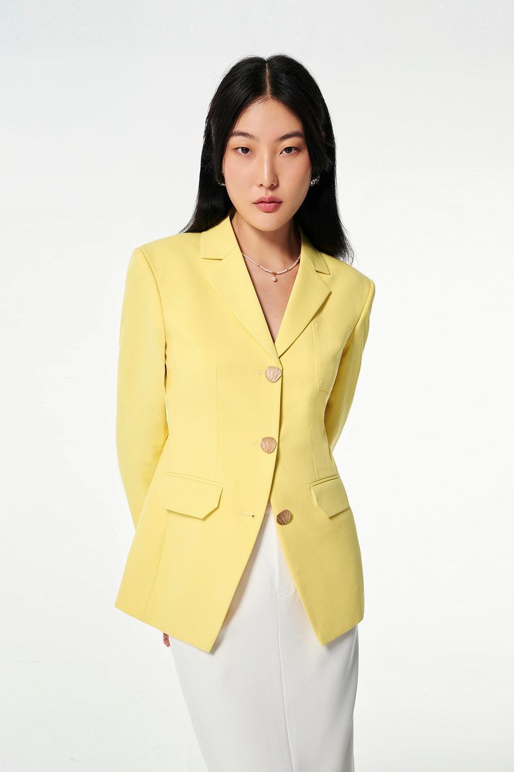 Lucia Straight Long Sleeved Cotton Blend Blazer - MEAN BLVD