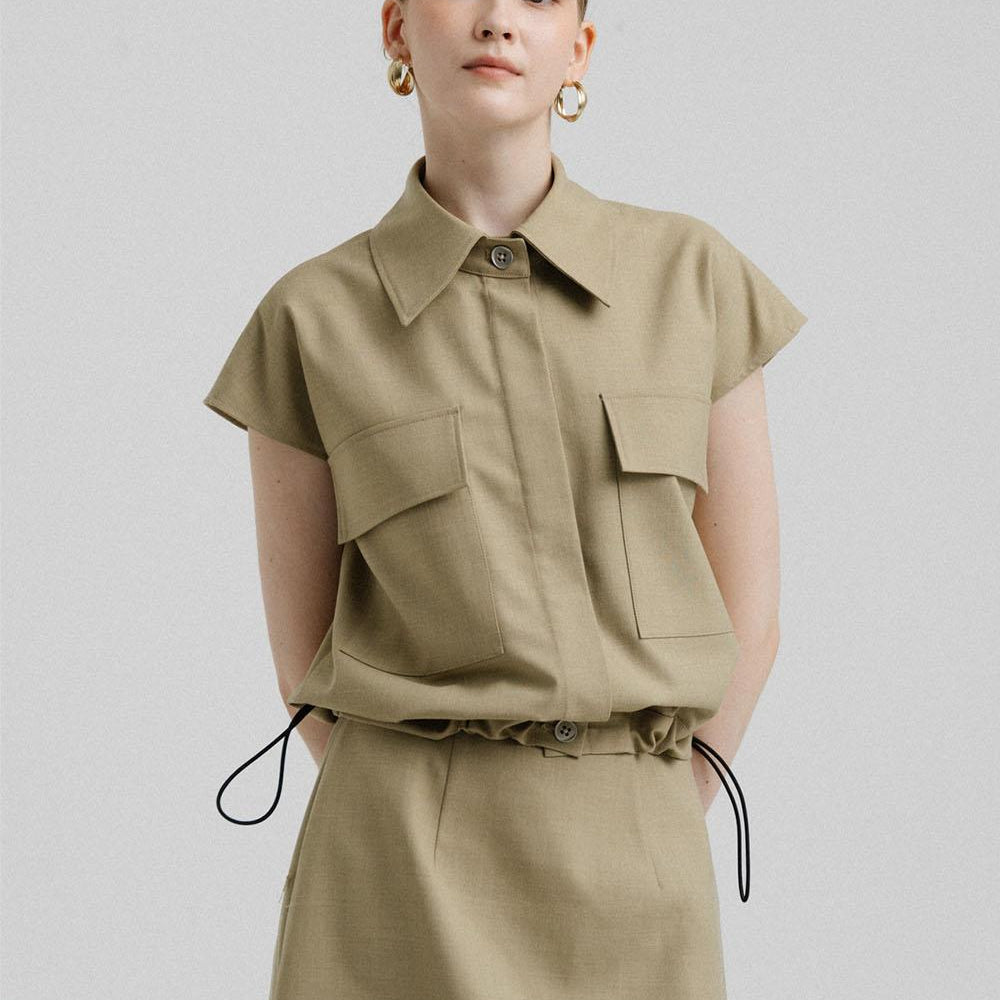 Luciana A-line Side Pocket Polycotton Midi Skirt - MEAN BLVD