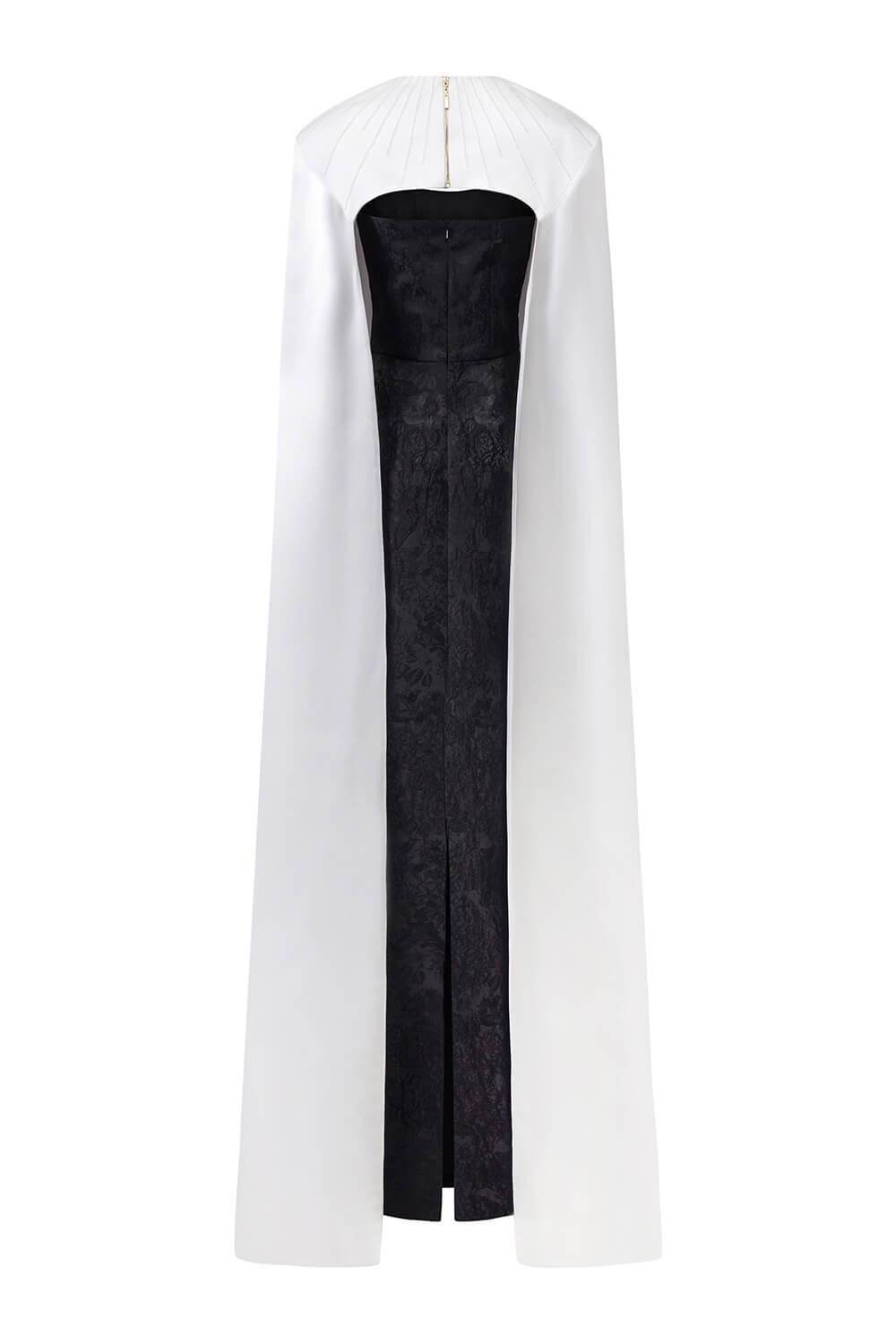 Lucity Cape Round Neck Jacquard Floor Length Set - MEAN BLVD