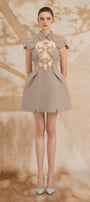 Lucrezia A-line Collared Neck Polycotton Mini Dress - MEAN BLVD