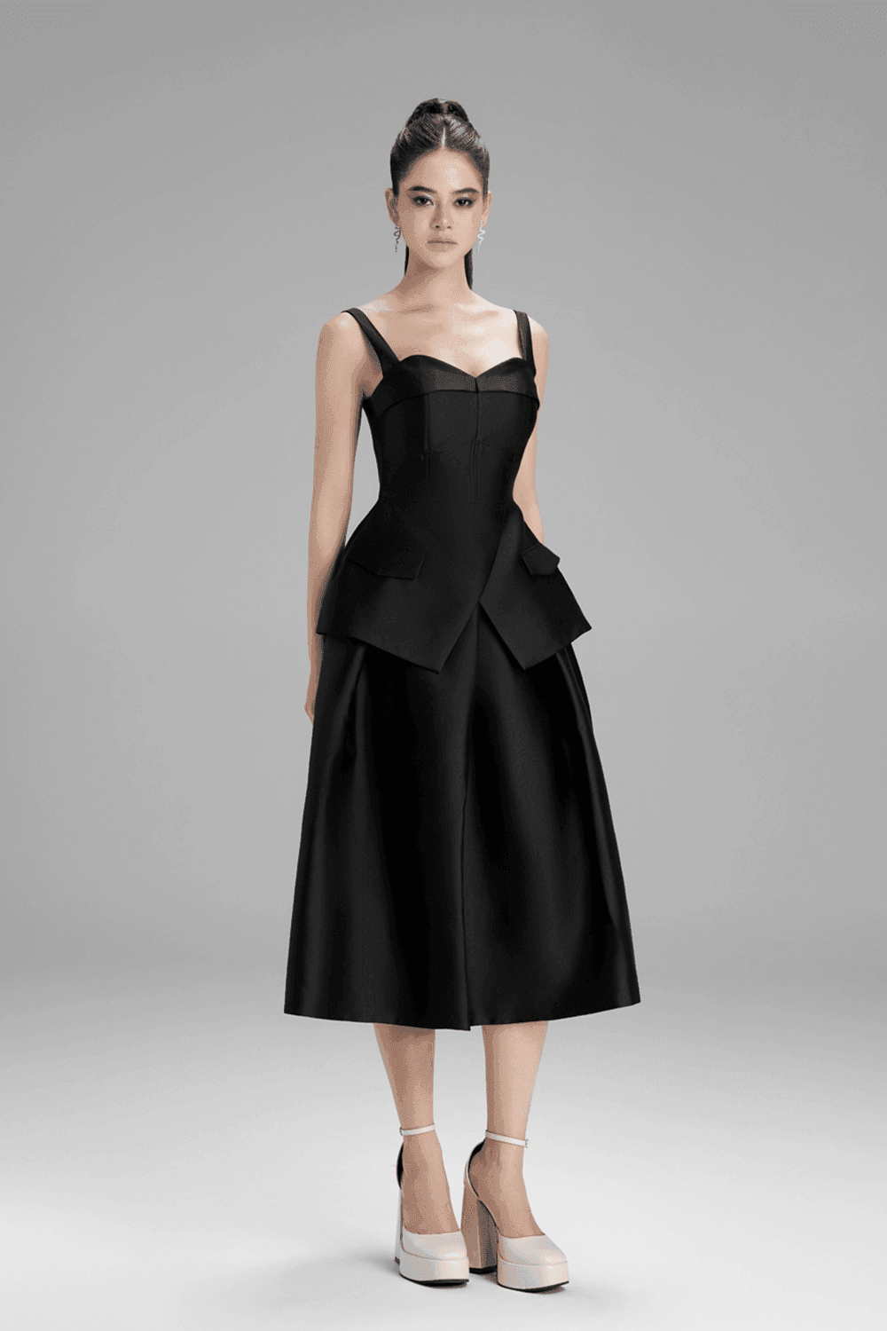 Lucy A-line Draped Taffeta Midi Skirt - MEAN BLVD