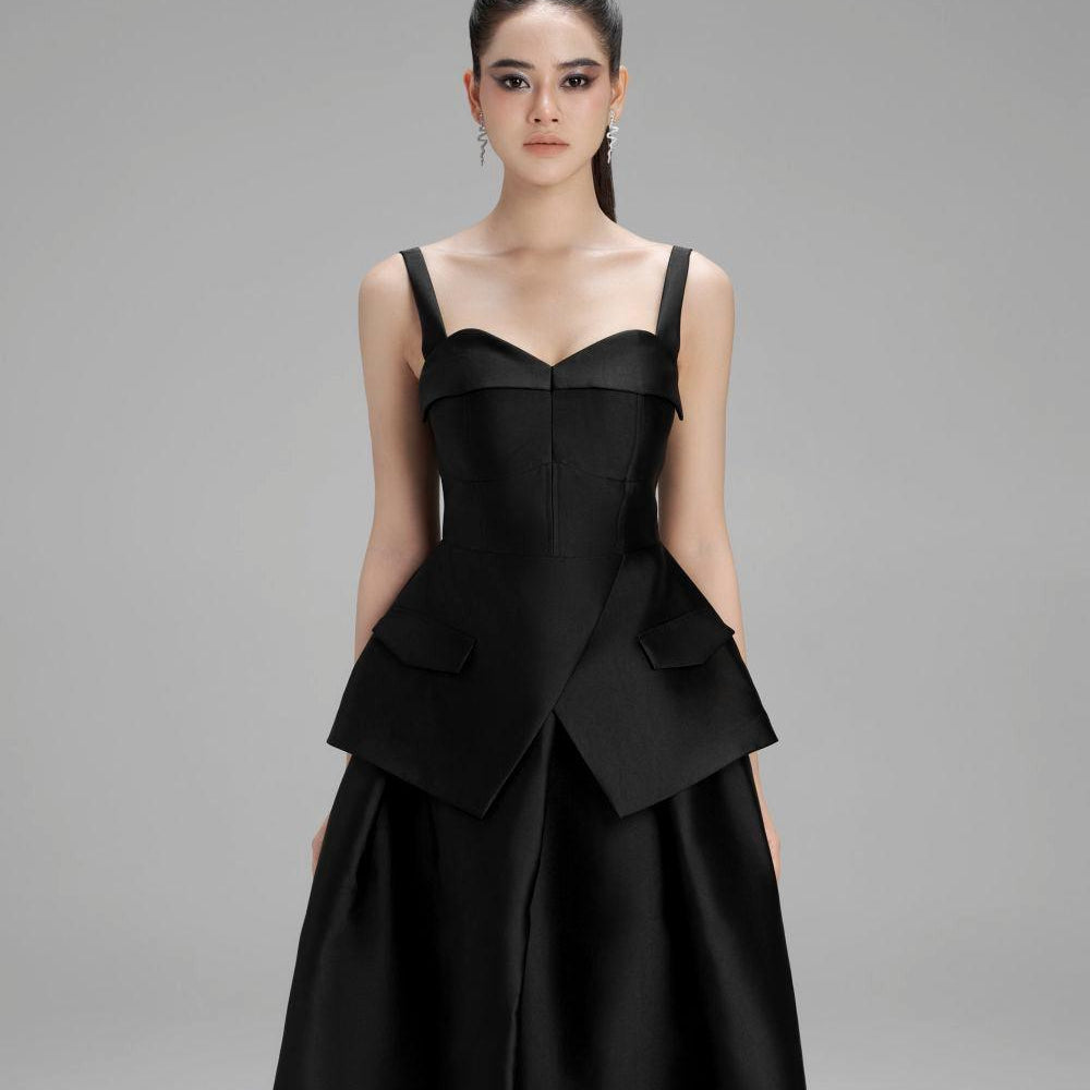 Lucy A-line Draped Taffeta Midi Skirt - MEAN BLVD