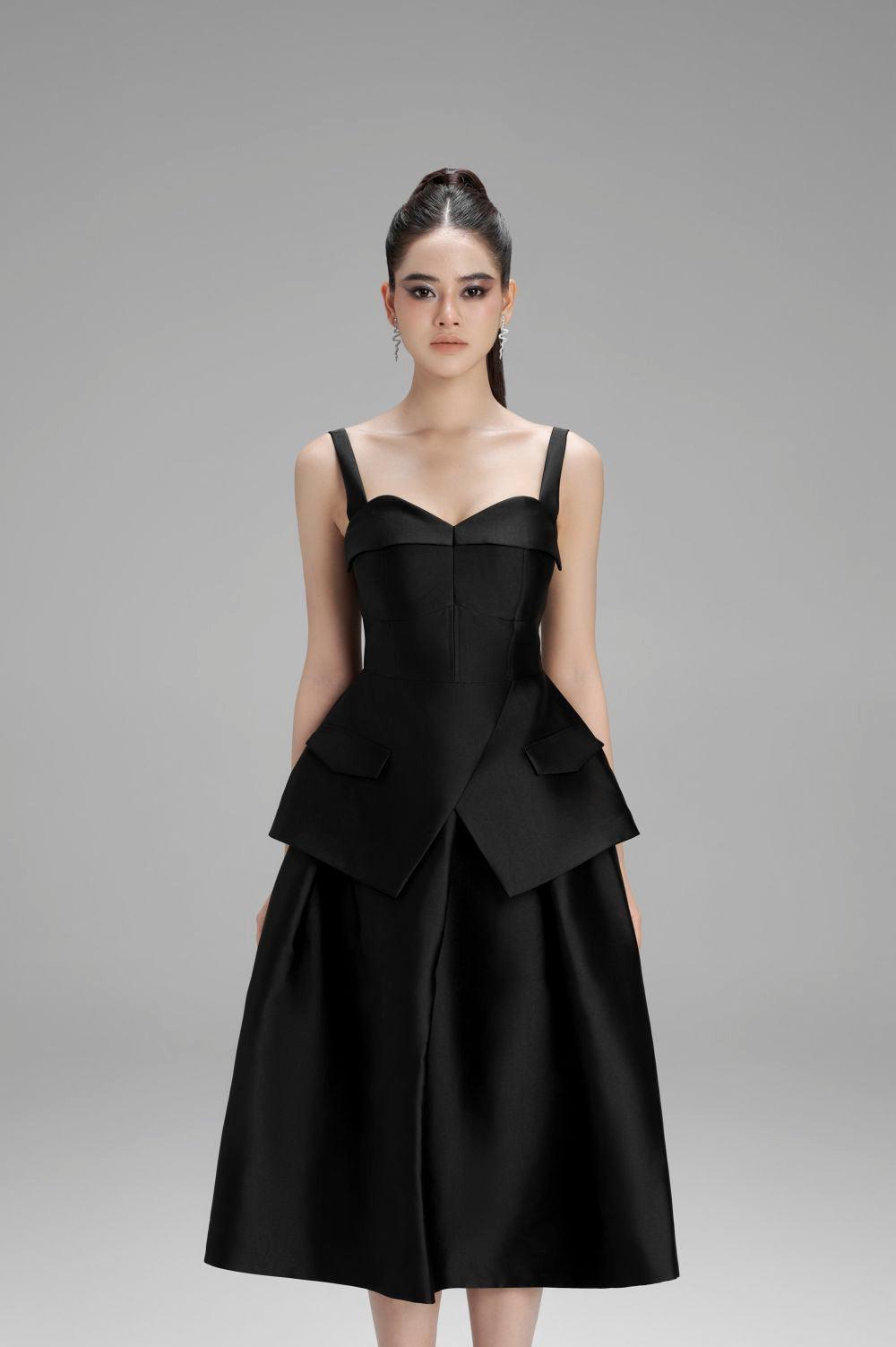 Lucy A-line Draped Taffeta Midi Skirt - MEAN BLVD