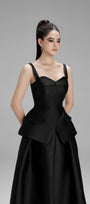 Lucy A-line Draped Taffeta Midi Skirt - MEAN BLVD