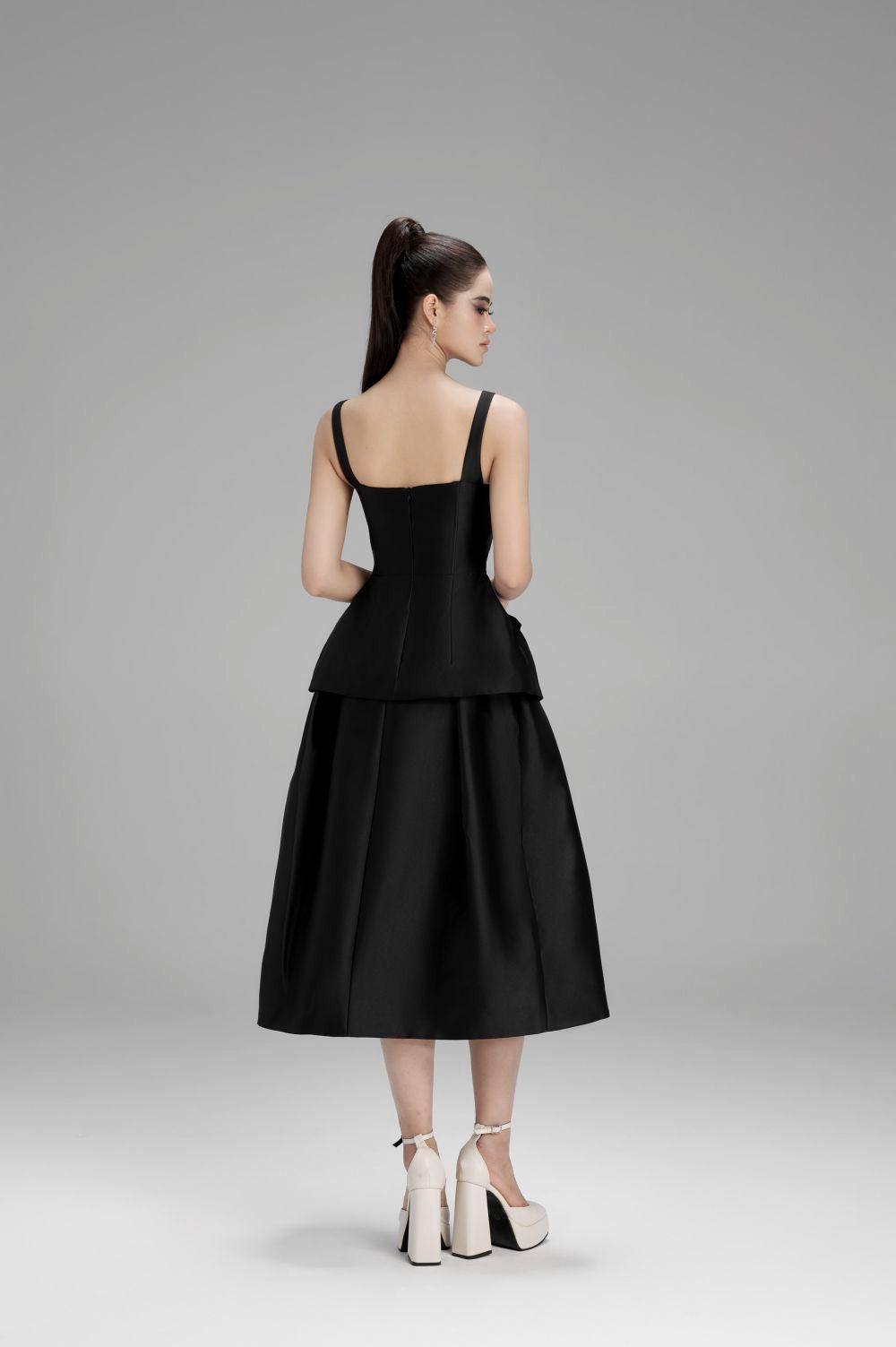 Lucy A-line Draped Taffeta Midi Skirt - MEAN BLVD