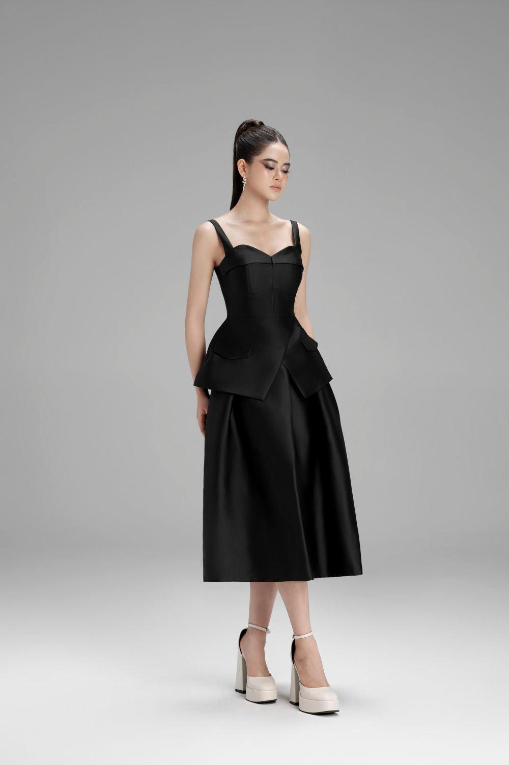 Lucy A-line Draped Taffeta Midi Skirt - MEAN BLVD