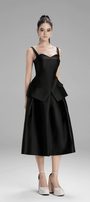 Lucy Peplum Semi-Heart Neck Taffeta Top - MEAN BLVD