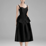 Lucy Peplum Semi-Heart Neck Taffeta Top - MEAN BLVD