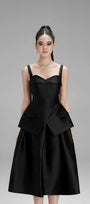 Lucy Peplum Semi-Heart Neck Taffeta Top - MEAN BLVD