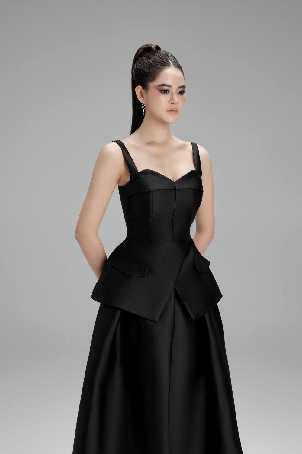 Lucy Peplum Semi-Heart Neck Taffeta Top - MEAN BLVD