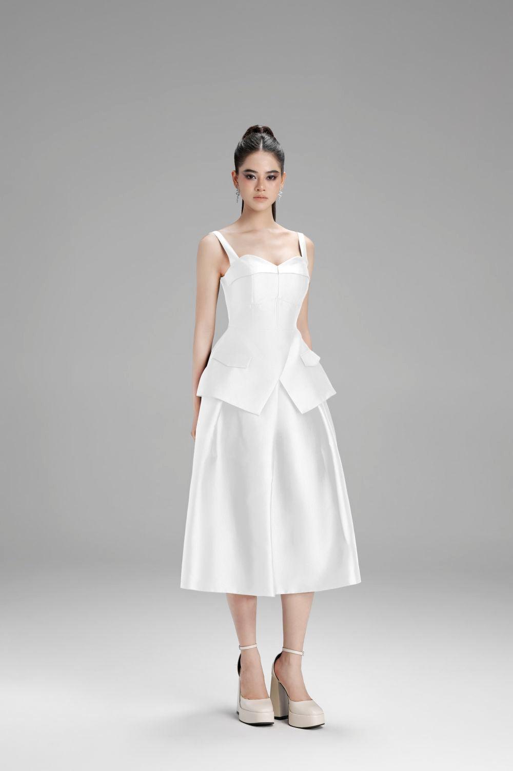 Lucy Peplum Semi-Heart Neck Taffeta Top - MEAN BLVD