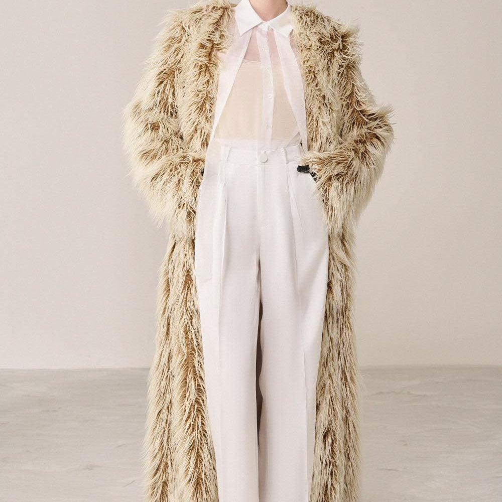 Luffi Overcoat Long Sleeved Faux Fur Ankle Length Trench Coat - MEAN BLVD