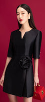 Lulu A-line V-Neck Taffeta Mini Dress - MEAN BLVD
