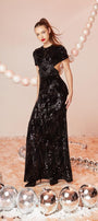 Luminary A-line Cut-Out Velvet Floor Length Dress - MEAN BLVD