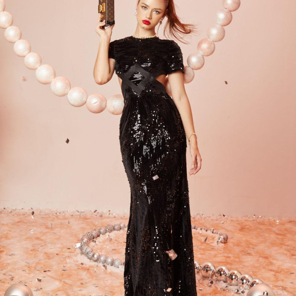 Women's Luminary A-line Cut-Out Velvet Floor Length Dress 0/1/2 Black MEAN BLVD Black / Customize Women's Luminary A-line Cut-Out Velvet Floor Length Dress 0/1/2 Black MEAN BLVD Black / Customize