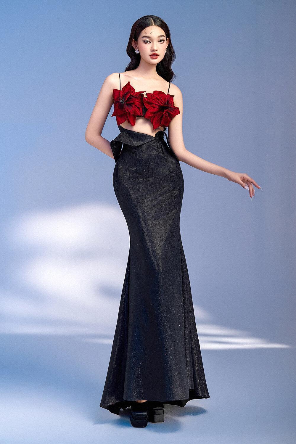 Luminous Mermaid Cut-Out Polyester Spandex Floor Length Dress - MEAN BLVD