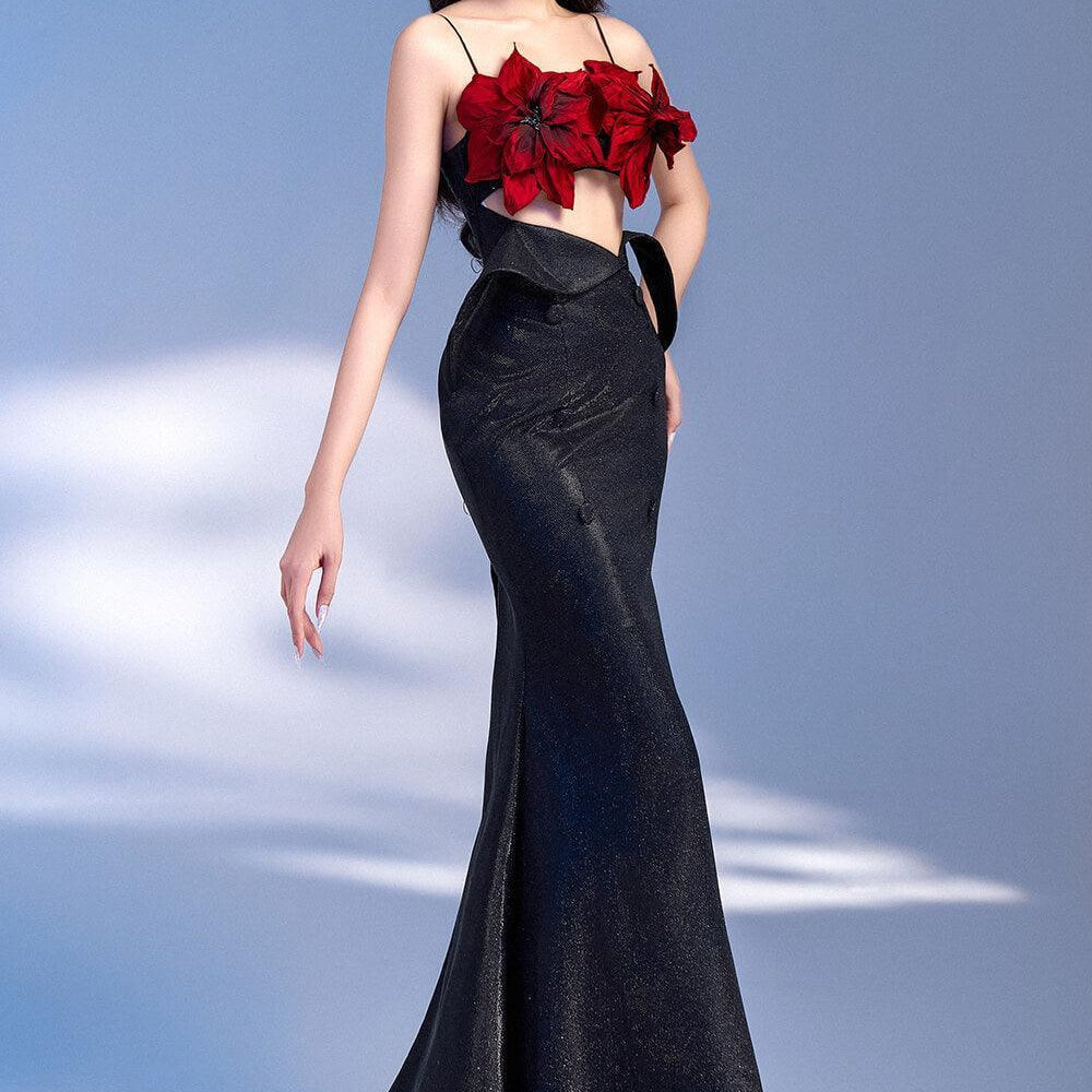 Luminous Mermaid Cut-Out Polyester Spandex Floor Length Dress - MEAN BLVD