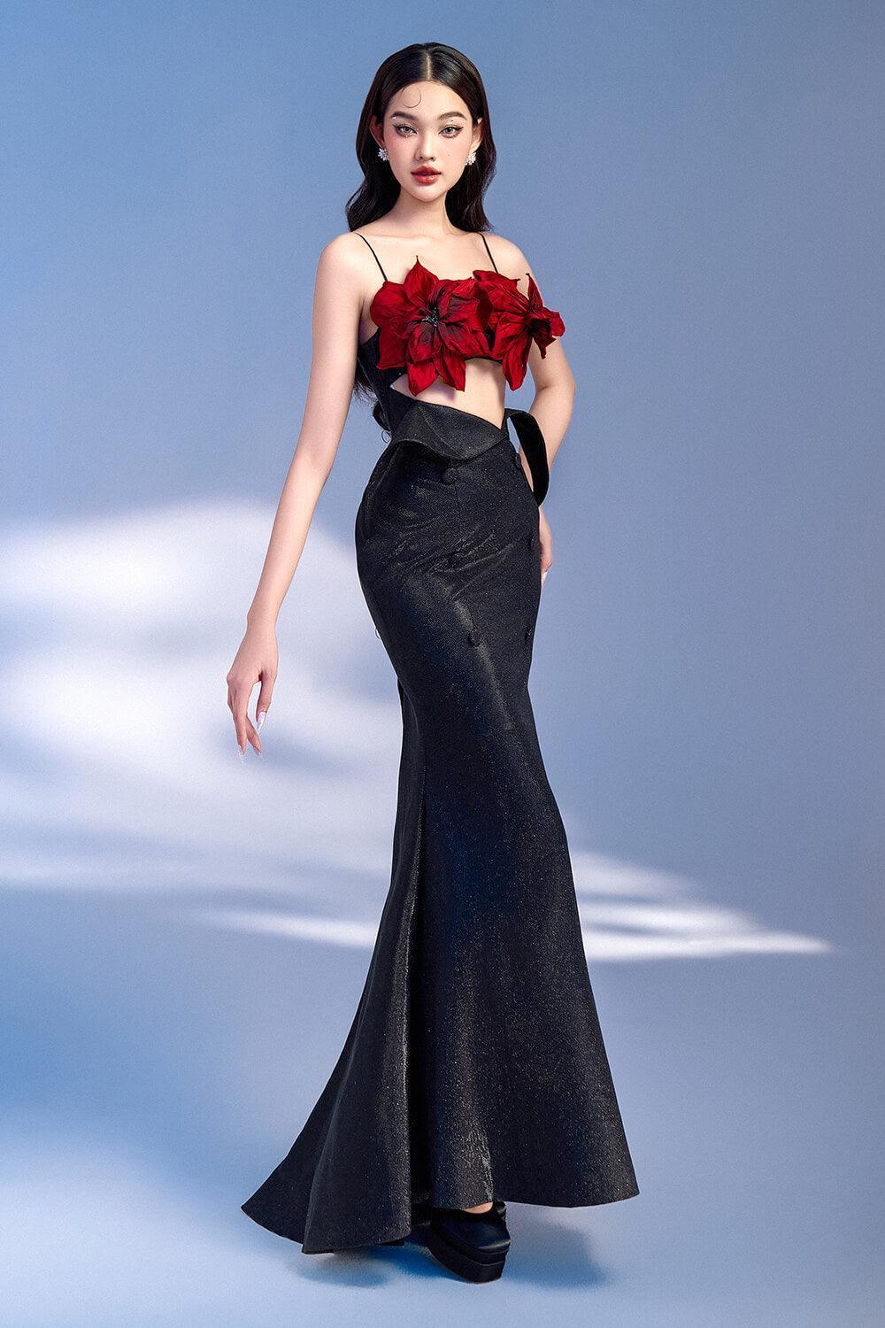 Women's Luminous Mermaid Cut-Out Polyester Spandex Floor Length Dress S/M/L Black/Red MEAN BLVD S / Black/Red Women's Luminous Mermaid Cut-Out Polyester Spandex Floor Length Dress S/M/L Black/Red MEAN BLVD S / Black/Red