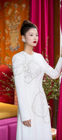 Lumins Sheath Round Neck Velvet Satin Floor Length Ao Dai - MEAN BLVD