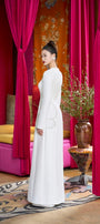 Lumins Sheath Round Neck Velvet Satin Floor Length Ao Dai - MEAN BLVD