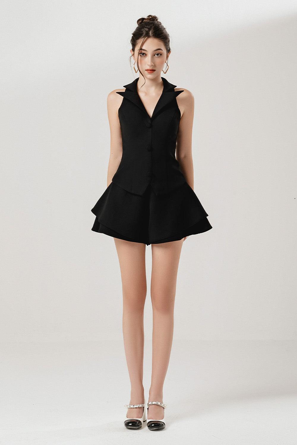 Luna Fit and Flare Layered Velvet Burlap Mini Shorts - MEAN BLVD