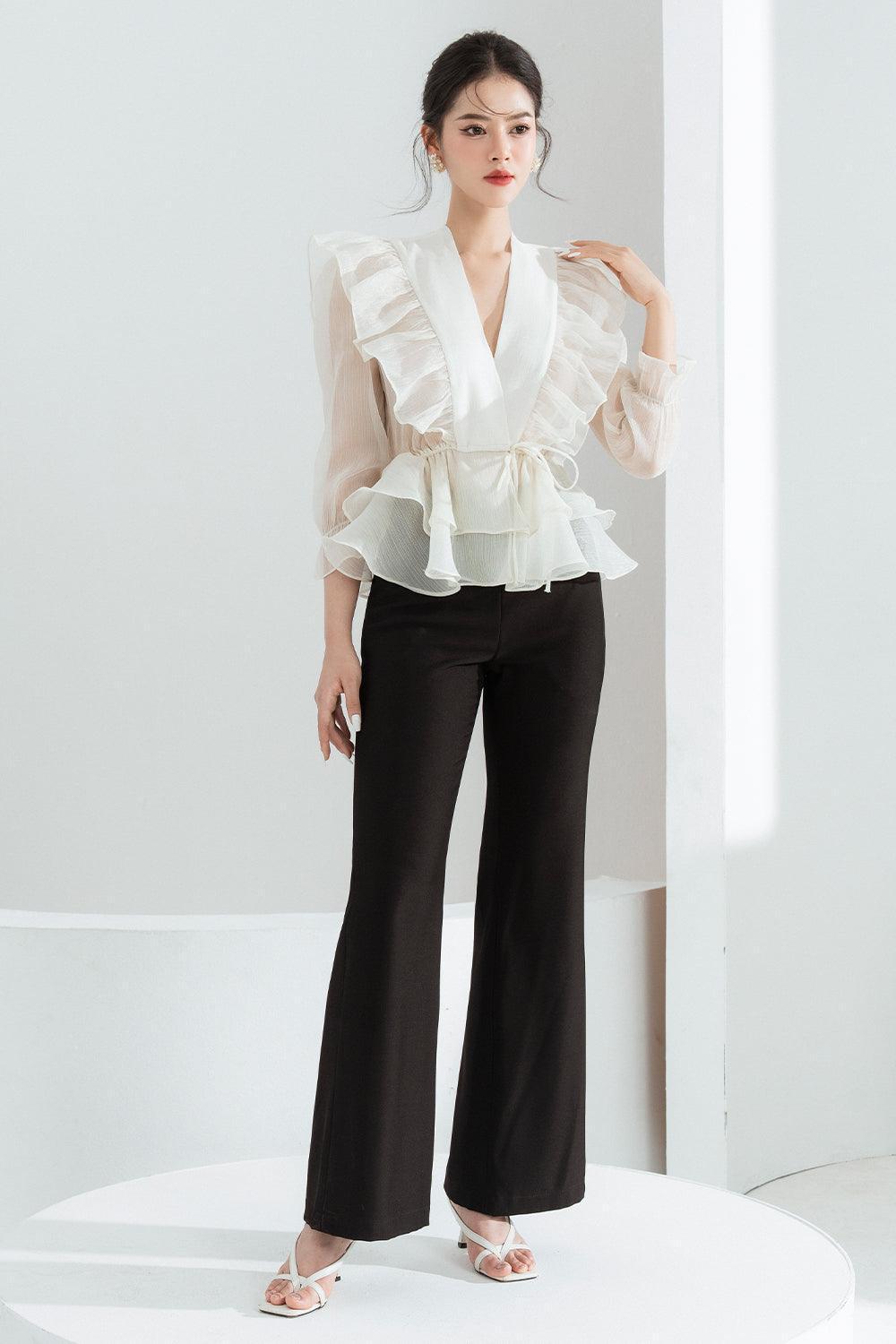 Luna Flared Polycotton Ankle Length Pants - MEAN BLVD