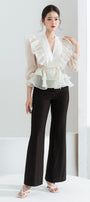 Luna Flared Polycotton Ankle Length Pants - MEAN BLVD