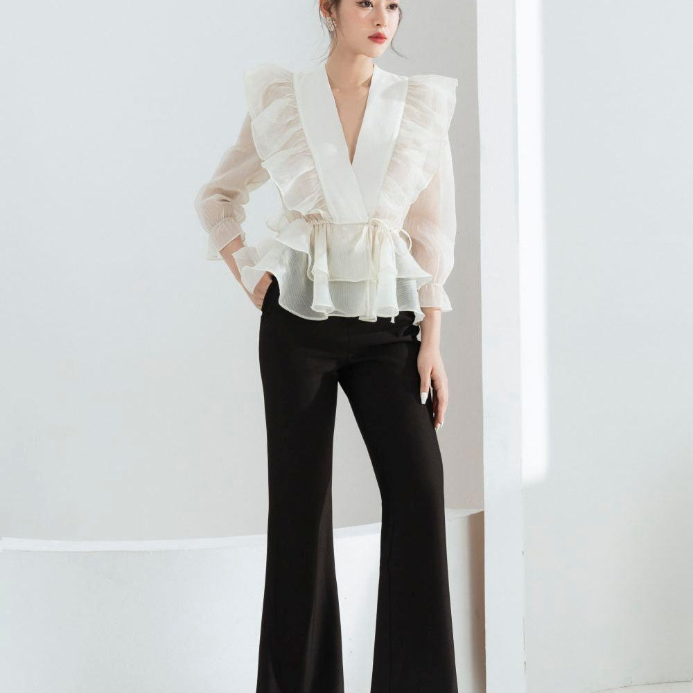 Luna Flared Polycotton Ankle Length Pants - MEAN BLVD