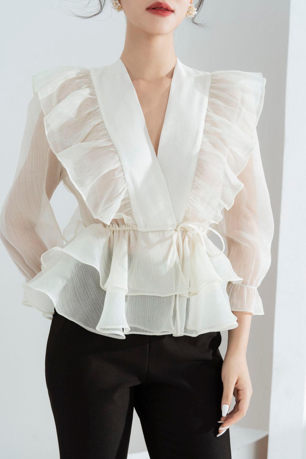 Luna Layered Ruffled Chiffon Shirt - MEAN BLVD