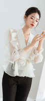 Luna Layered Ruffled Chiffon Shirt - MEAN BLVD