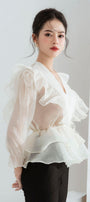 Luna Layered Ruffled Chiffon Shirt - MEAN BLVD