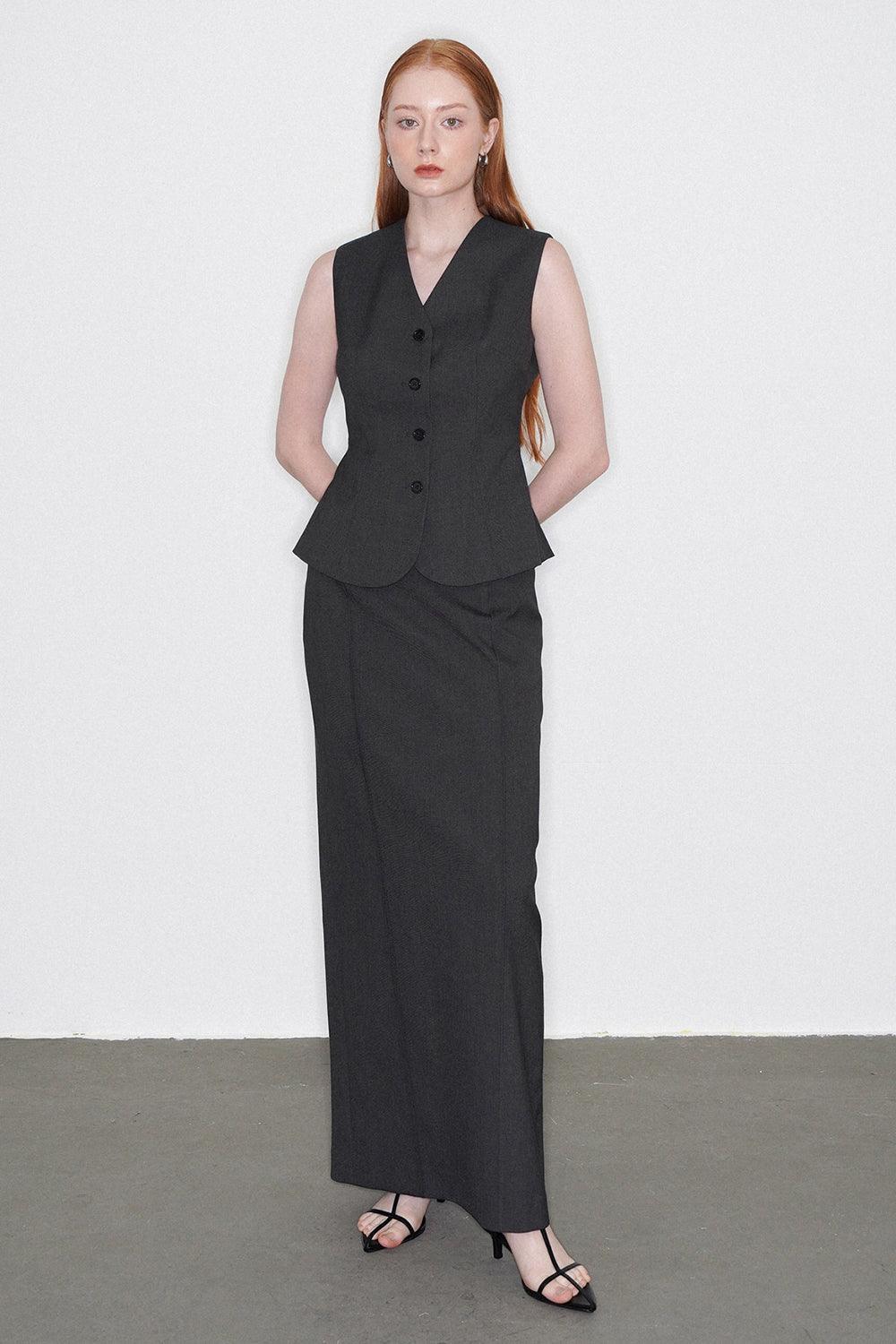 Luna Straight Side Pocket Wool Maxi Skirt - MEAN BLVD