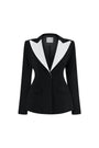 Luna Structured V-Neck Poly Silk Blazer - MEAN BLVD