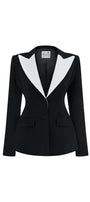Luna Structured V-Neck Poly Silk Blazer - MEAN BLVD
