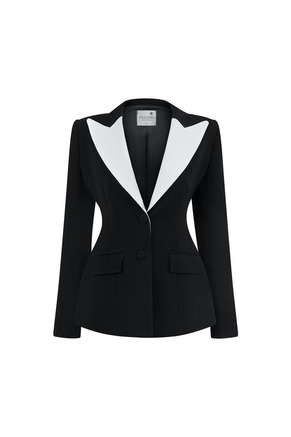 Luna Structured V-Neck Poly Silk Blazer - MEAN BLVD