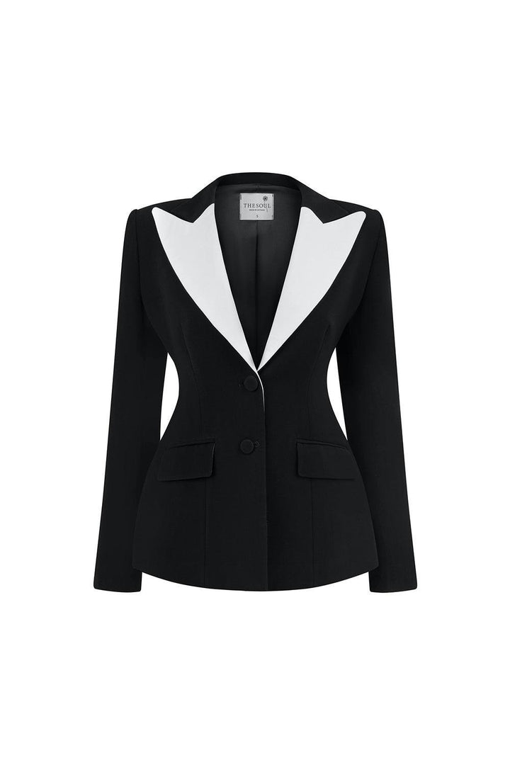 Luna Structured V-Neck Poly Silk Blazer - MEAN BLVD