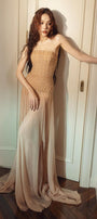 Lunairea Strapless Stone Chiffon Floor Length Dress - MEAN BLVD