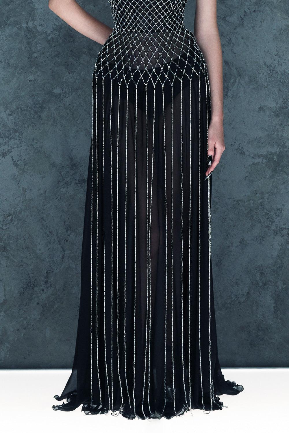 Lunairea Strapless Stone Chiffon Floor Length Dress - MEAN BLVD