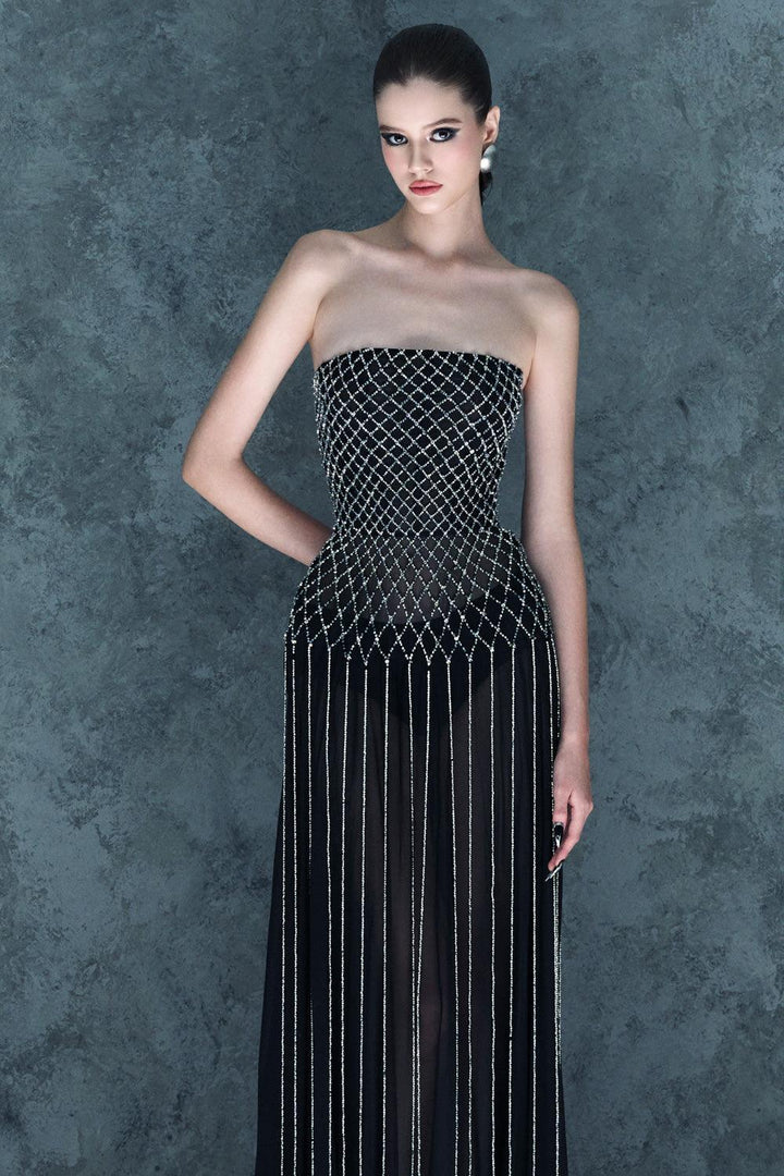 Women's Lunairea Strapless Stone Chiffon Floor Length Dress Customize