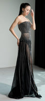Lunairea Strapless Stone Chiffon Floor Length Dress - MEAN BLVD