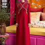 Luster A-line High Neck Velvet Satin Floor Length Ao Dai - MEAN BLVD