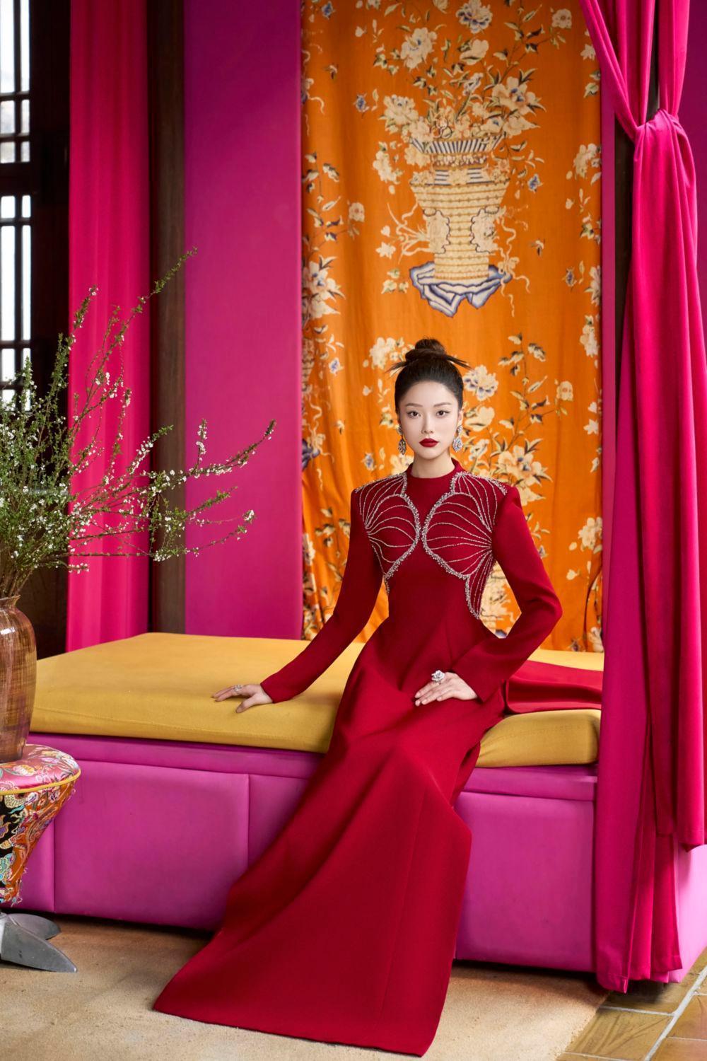 Luster A-line High Neck Velvet Satin Floor Length Ao Dai - MEAN BLVD